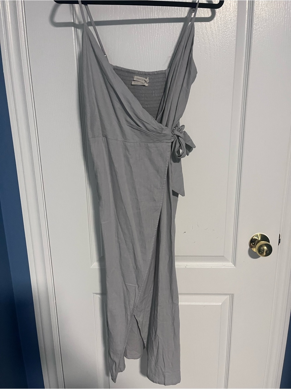 Urban Outfitters Light Grey Wrap Midi Dress with Side Tie